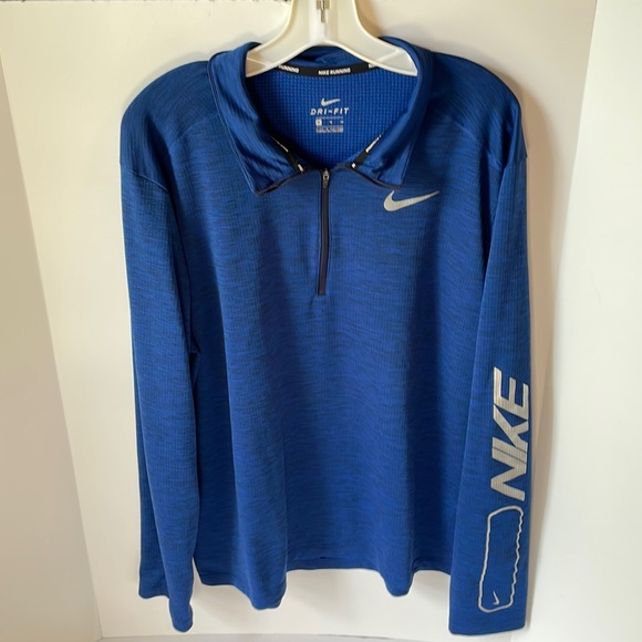 Nike Men Pacer HZ Flash 1/4 Zip Running Long Sleeve  Blue  Size XL Dri Fit - Picture 1 of 7